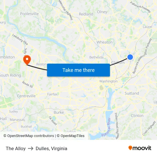 The Alloy to Dulles, Virginia map