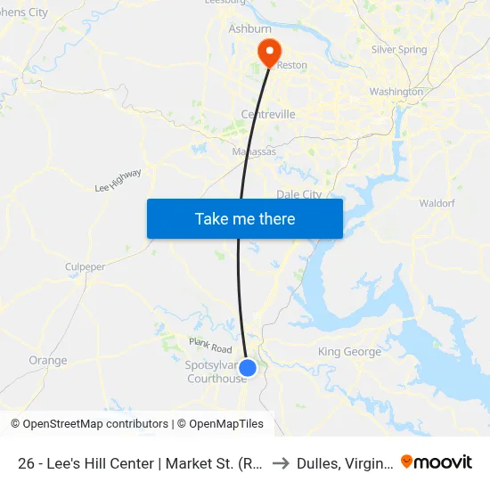 26 - Lee's Hill Center | Market St. (Rgi) to Dulles, Virginia map