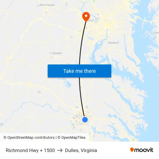Richmond Hwy + 1500 to Dulles, Virginia map