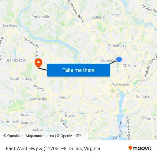East West Hwy & @1703 to Dulles, Virginia map