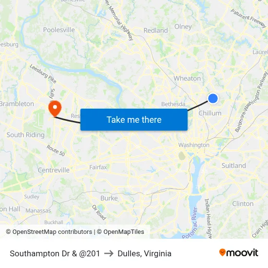 Southampton Dr & @201 to Dulles, Virginia map