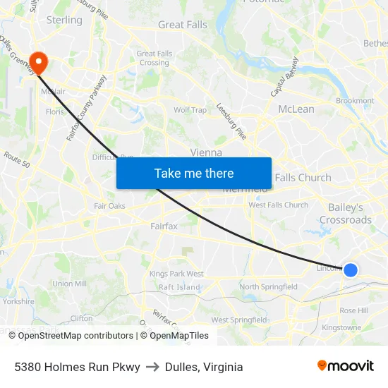 5380 Holmes Run Pkwy to Dulles, Virginia map