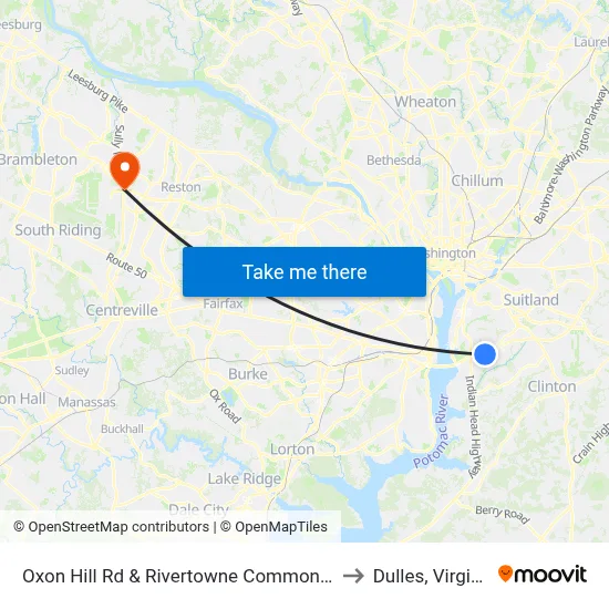 Oxon Hill Rd & Rivertowne Commons M to Dulles, Virginia map