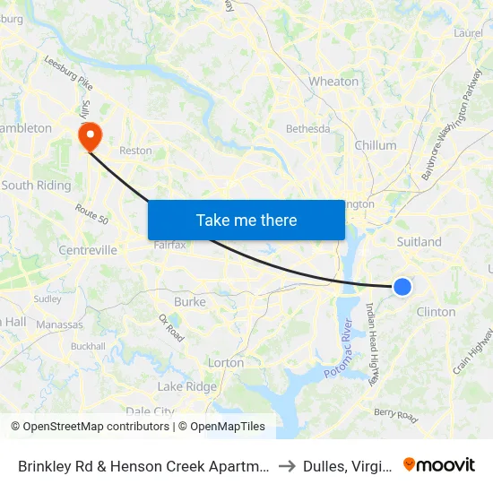 Brinkley Rd & Henson Creek Apartments to Dulles, Virginia map