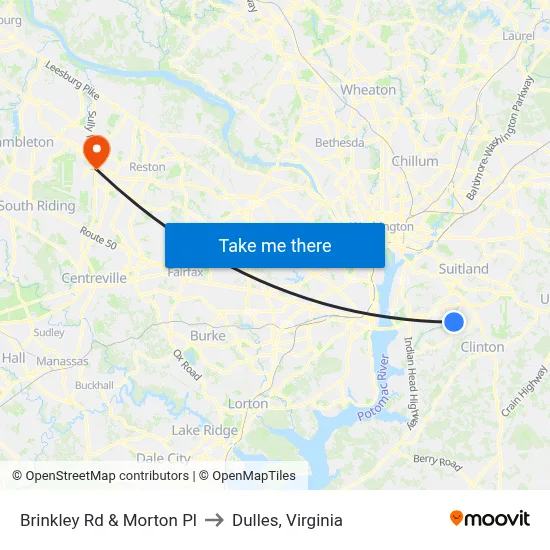 Brinkley Rd & Morton Pl to Dulles, Virginia map