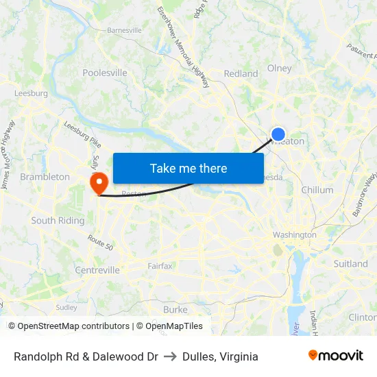 Randolph Rd & Dalewood Dr to Dulles, Virginia map