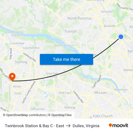 Twinbrook Station & Bay C - East to Dulles, Virginia map