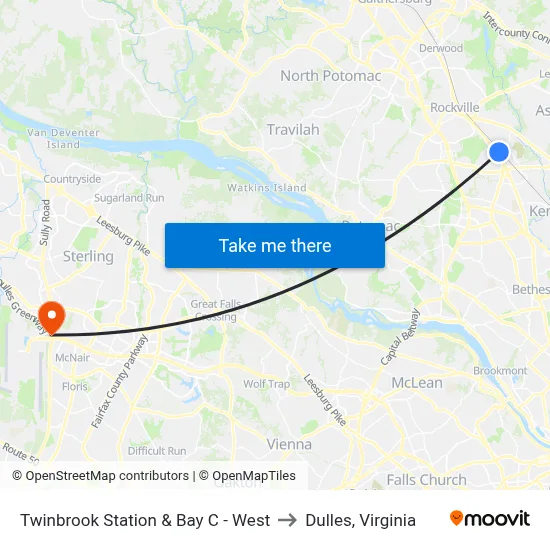 Twinbrook Station & Bay C - West to Dulles, Virginia map
