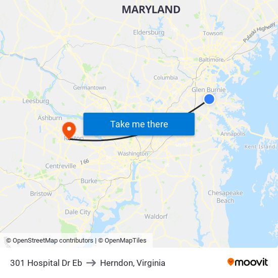 301 Hospital Dr Eb to Herndon, Virginia map