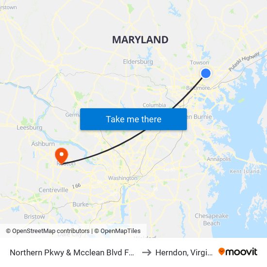 Northern Pkwy & Mcclean Blvd FS Eb to Herndon, Virginia map