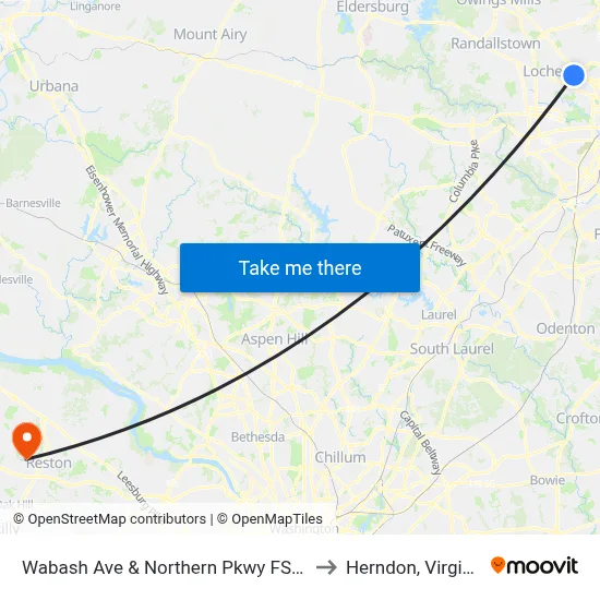Wabash Ave & Northern Pkwy FS Sb to Herndon, Virginia map