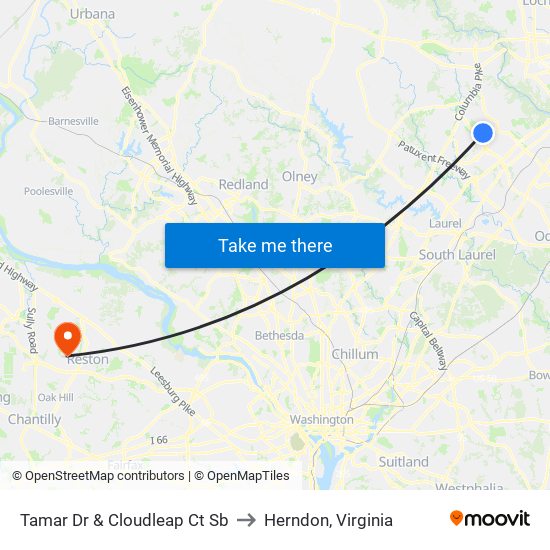 Tamar Dr & Cloudleap Ct Sb to Herndon, Virginia map