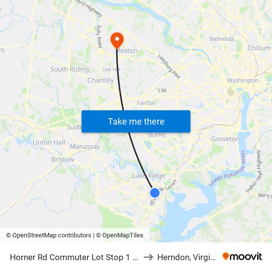 Horner Rd Commuter Lot Stop 1 AM to Herndon, Virginia map