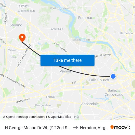 N George Mason Dr Wb @ 22nd St N Ns to Herndon, Virginia map