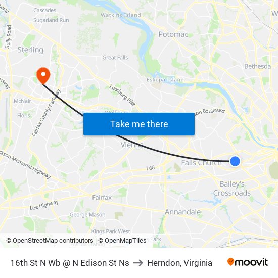 16th St N Wb @ N Edison St Ns to Herndon, Virginia map