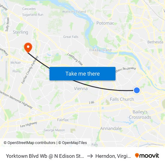 Yorktown Blvd Wb @ N Edison St Ns to Herndon, Virginia map