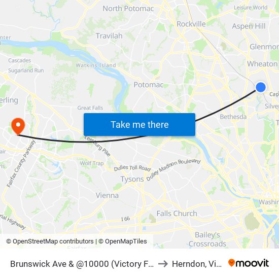 Brunswick Ave & @10000 (Victory Forest Apts) to Herndon, Virginia map