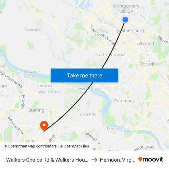 Walkers Choice Rd & Walkers House Rd to Herndon, Virginia map