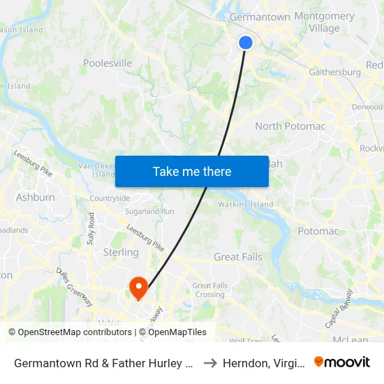 Germantown Rd & Father Hurley Blvd to Herndon, Virginia map
