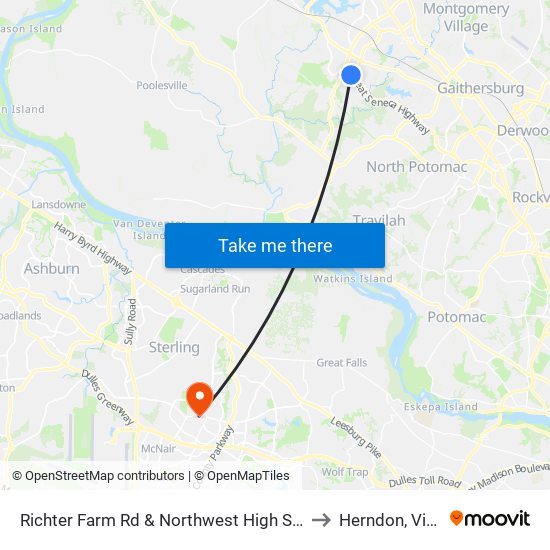 Richter Farm Rd & Northwest High School Enter to Herndon, Virginia map