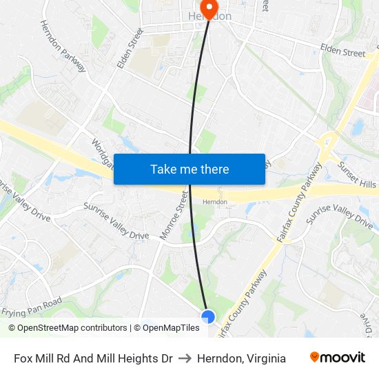 Fox Mill Rd And Mill Heights Dr to Herndon, Virginia map