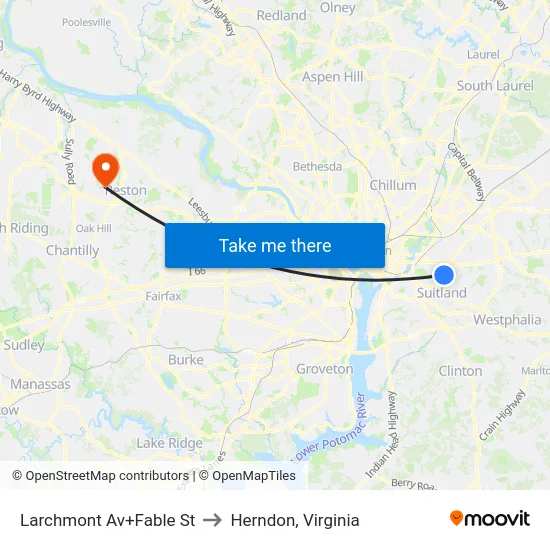 Larchmont Av+Fable St to Herndon, Virginia map
