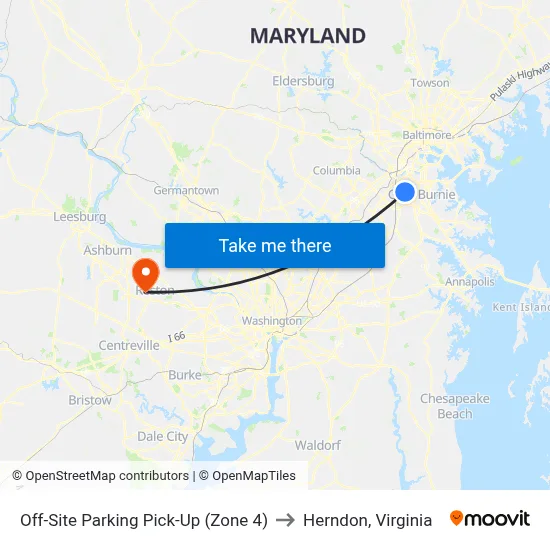 Off-Site Parking Pick-Up (Zone 4) to Herndon, Virginia map