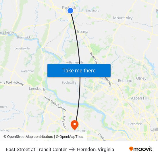 East Street at Transit Center to Herndon, Virginia map