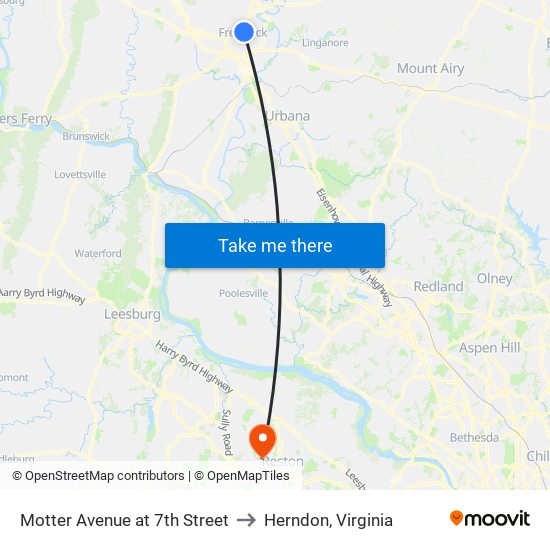 Motter Avenue at 7th Street to Herndon, Virginia map