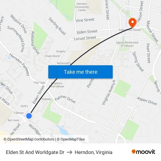 Elden St And Worldgate Dr to Herndon, Virginia map