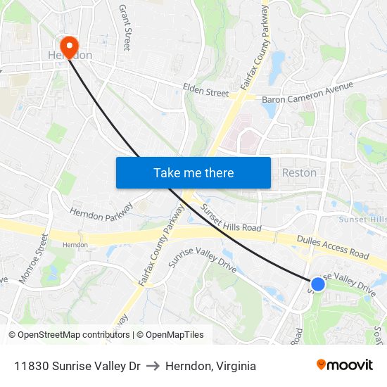 11830 Sunrise Valley Dr to Herndon, Virginia map