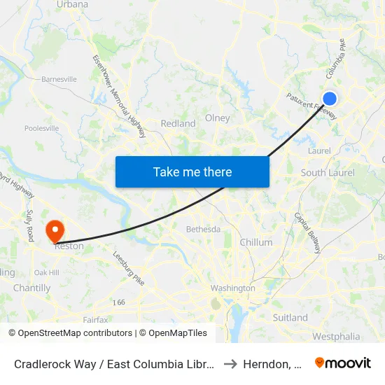 Cradlerock Way / East Columbia Library (Westbound) to Herndon, Virginia map