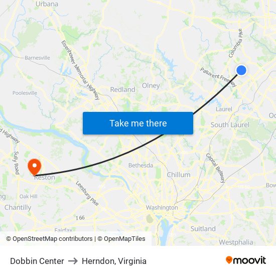 Dobbin Center to Herndon, Virginia map