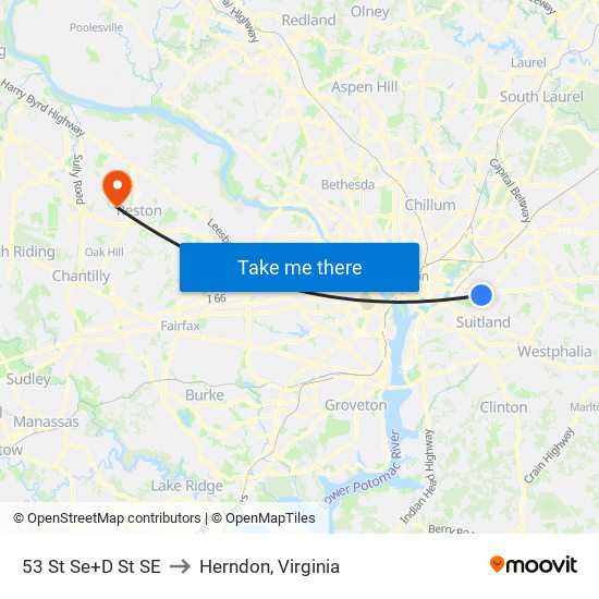 53 St Se+D St SE to Herndon, Virginia map