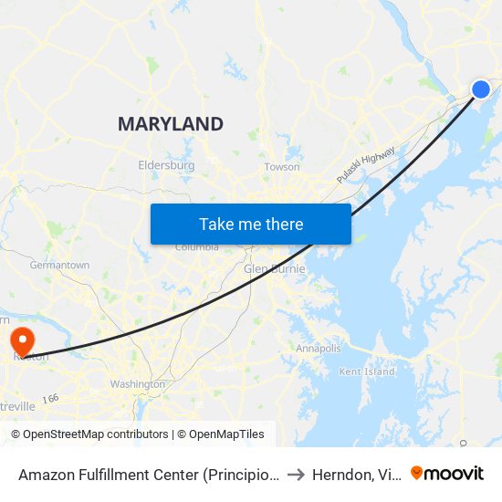 Amazon Fulfillment Center (Principio Pkwy West) to Herndon, Virginia map