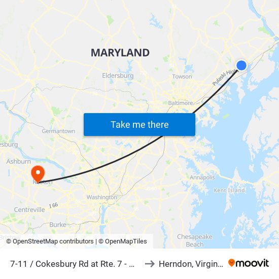 7-11 / Cokesbury Rd at Rte. 7 - Wb to Herndon, Virginia map