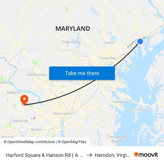 Harford Square & Hanson Rd ( A Ct ) to Herndon, Virginia map