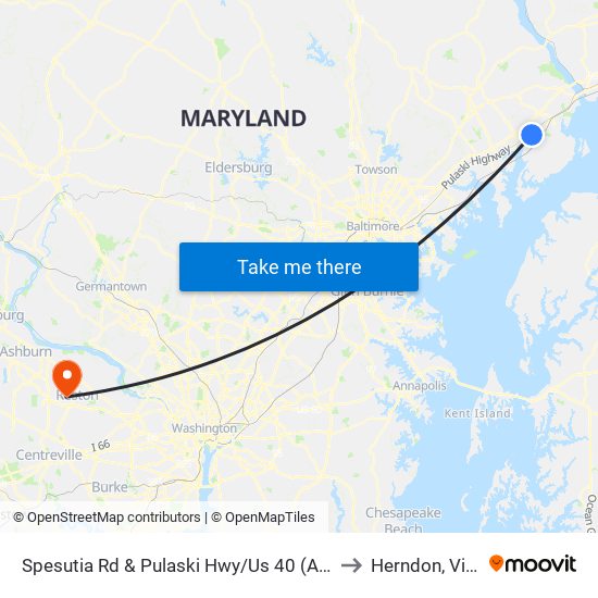 Spesutia Rd & Pulaski Hwy/Us 40 (At Graveyard) to Herndon, Virginia map