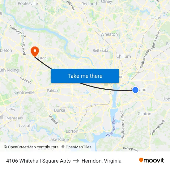 4106 Whitehall Square Apts to Herndon, Virginia map