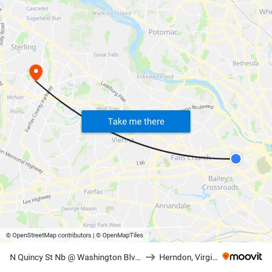 N Quincy St Nb @ Washington Blvd Ns to Herndon, Virginia map
