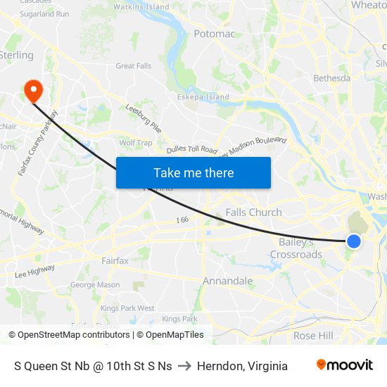 S Queen St Nb @ 10th St S Ns to Herndon, Virginia map