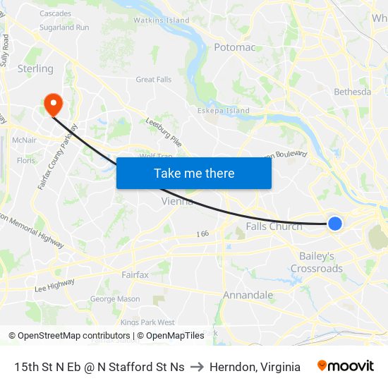 15th St N Eb @ N Stafford St Ns to Herndon, Virginia map