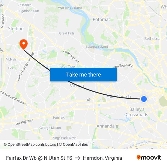 Fairfax Dr Wb @ N Utah St FS to Herndon, Virginia map