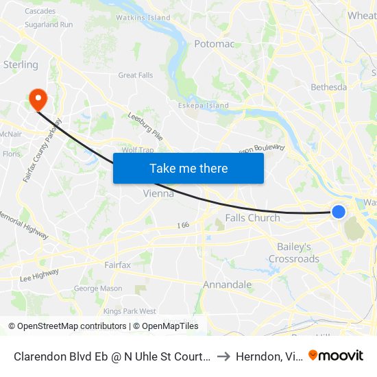 Clarendon Blvd Eb @ N Uhle St Courthouse Station to Herndon, Virginia map