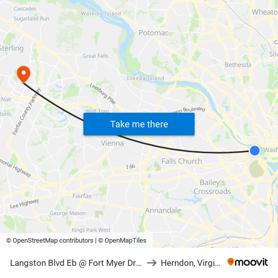 Langston Blvd Eb @ Fort Myer Dr Ns to Herndon, Virginia map