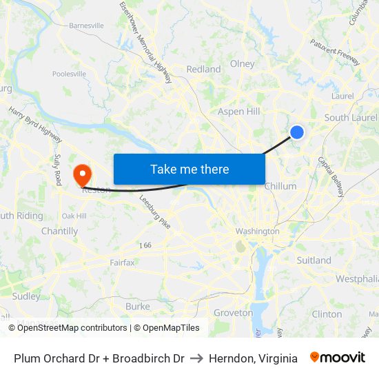 Plum Orchard Dr + Broadbirch Dr to Herndon, Virginia map