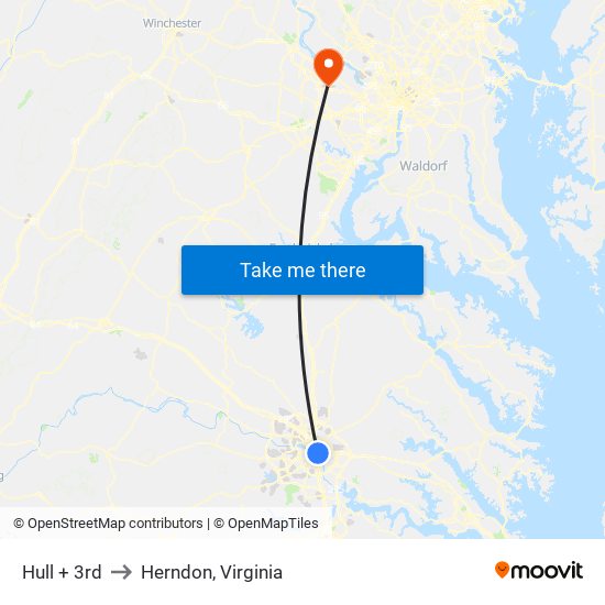 Hull + 3rd to Herndon, Virginia map