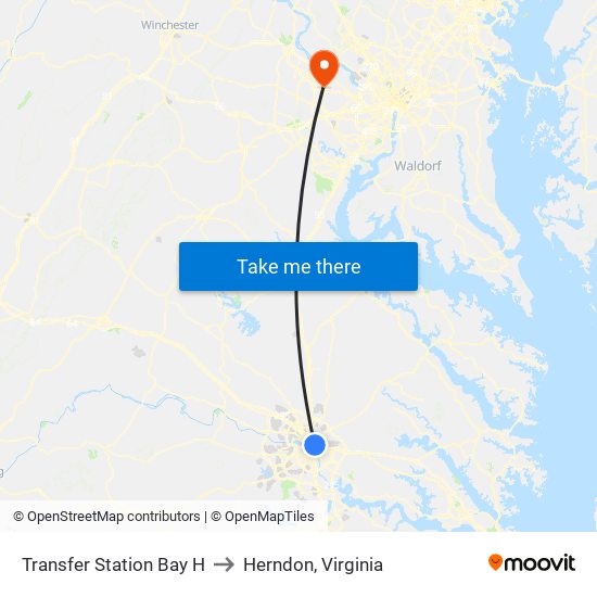 Transfer Station Bay H to Herndon, Virginia map