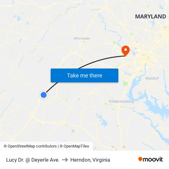 Lucy Dr. @ Deyerle Ave. to Herndon, Virginia map