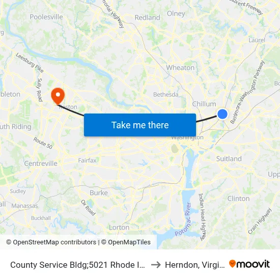 County Service Bldg;5021 Rhode Island to Herndon, Virginia map